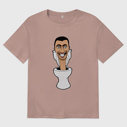 Футболка оверсайз мужская Скибиди Туалет на позитиве, цвет: пыльно-розовый