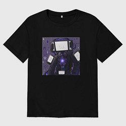 Футболка оверсайз мужская Funny Titan TV Man, цвет: черный