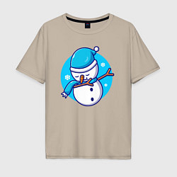 Футболка оверсайз мужская Dab snowman, цвет: миндальный