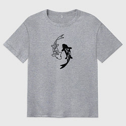 Футболка оверсайз мужская Японские карпы Инь и Янь, цвет: меланж