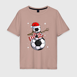 Футболка оверсайз мужская Soccer snowman, цвет: пыльно-розовый