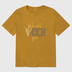 Футболка оверсайз мужская Я люблю рок, цвет: горчичный