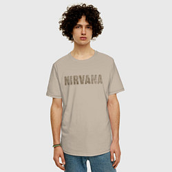 Футболка оверсайз мужская Nirvana grunge text, цвет: миндальный — фото 2