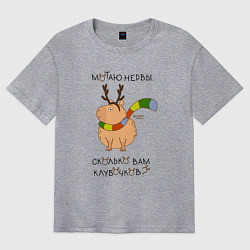 Футболка оверсайз мужская Капибара: мотаю нервы, цвет: меланж