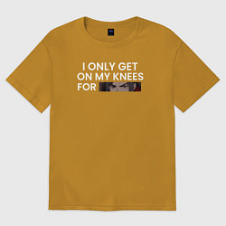 Футболка оверсайз мужская I only get on my knees - Tian guan ci fu, цвет: горчичный