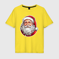 Футболка оверсайз мужская Санта клаус иллюстрация-стикер, цвет: желтый