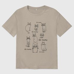 Футболка оверсайз мужская Сердитые коты, цвет: миндальный