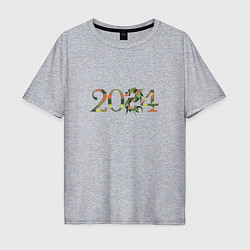 Футболка оверсайз мужская 2024 год дракона символ, цвет: меланж
