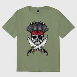 Футболка оверсайз мужская Одноглазый роджер, цвет: авокадо