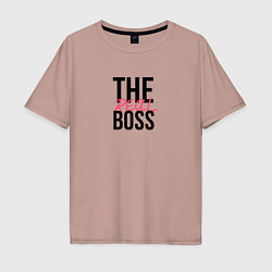 Футболка оверсайз мужская The real boss, цвет: пыльно-розовый