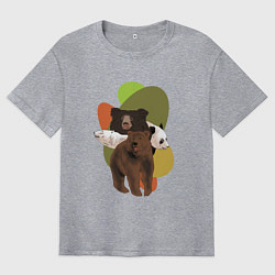 Футболка оверсайз мужская Разновидности медведей, цвет: меланж