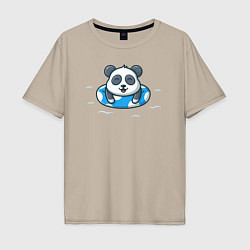 Футболка оверсайз мужская Панда на чиле, цвет: миндальный