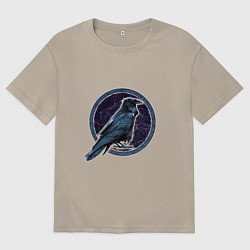 Футболка оверсайз мужская Ворон черный, цвет: миндальный