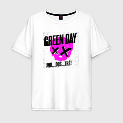 Футболка оверсайз мужская Green Day uno dos tre, цвет: белый