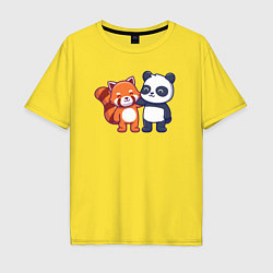 Футболка оверсайз мужская Милые панды, цвет: желтый