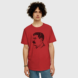 Футболка оверсайз мужская Сталин в профиль, цвет: красный — фото 2