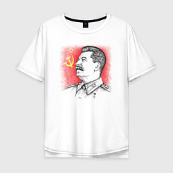 Футболка оверсайз мужская Профиль Сталина СССР, цвет: белый