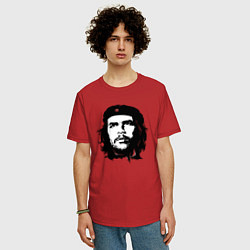 Футболка оверсайз мужская Портрет Эрнесто Че Гевары, цвет: красный — фото 2