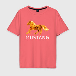 Футболка оверсайз мужская Mustang firely art, цвет: коралловый