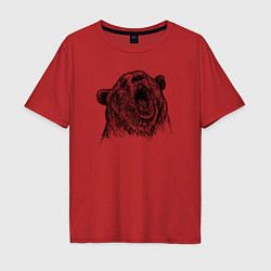 Футболка оверсайз мужская Медведь ревет, цвет: красный