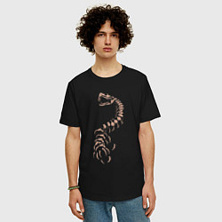 Футболка оверсайз мужская Скелет змеи, цвет: черный — фото 2