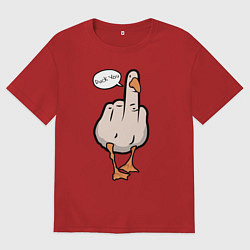 Футболка оверсайз мужская Duck you - фак ю, цвет: красный