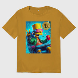 Футболка оверсайз мужская Барт Симпсон владелец биткоина, цвет: горчичный