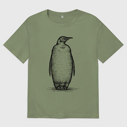 Футболка оверсайз мужская Пингвин стоит, цвет: авокадо