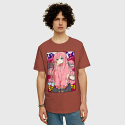 Футболка оверсайз мужская Неуверенная Хитори - Bocchi the Rock, цвет: кирпичный — фото 2