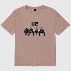 Футболка оверсайз мужская U2 - A band, цвет: пыльно-розовый
