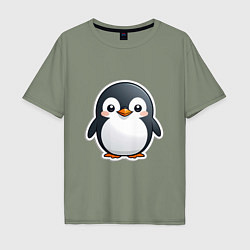 Мужская футболка оверсайз Пингвин цыпленок
