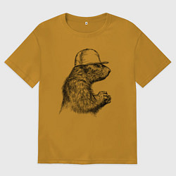 Футболка оверсайз мужская Суслик в кепке, цвет: горчичный