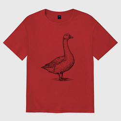 Футболка оверсайз мужская Гусь в профиль, цвет: красный