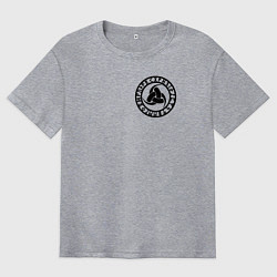 Футболка оверсайз мужская Рог одина в круге рун на груди, цвет: меланж