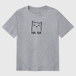 Футболка оверсайз мужская Cat ha ha black, цвет: меланж