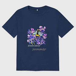 Футболка оверсайз мужская Шмель в лаванде-мечтая о лете, цвет: тёмно-синий