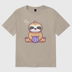 Футболка оверсайз мужская Sloth chill, цвет: миндальный