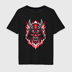 Футболка оверсайз мужская Samurai mask demon, цвет: черный