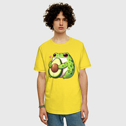 Футболка оверсайз мужская Лягушка обнимает авокадо, цвет: желтый — фото 2