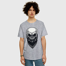 Футболка оверсайз мужская Gangster skull, цвет: меланж — фото 2