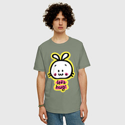 Футболка оверсайз мужская Зайчик давай обниматься, цвет: авокадо — фото 2