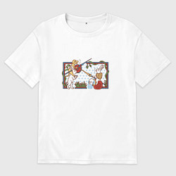 Футболка оверсайз мужская Страдающее средневековье : лубок рыцарский турнир, цвет: белый