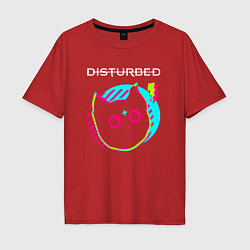 Футболка оверсайз мужская Disturbed rock star cat, цвет: красный