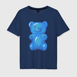 Футболка оверсайз мужская Мармеладный синий медвежонок, цвет: тёмно-синий