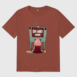 Футболка оверсайз мужская Аня из аниме и манги spy x family, цвет: кирпичный