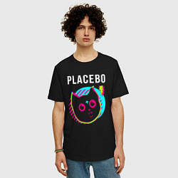 Футболка оверсайз мужская Placebo rock star cat, цвет: черный — фото 2