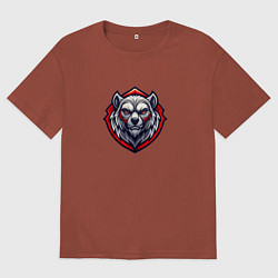 Футболка оверсайз мужская Вдумчивый медведь, цвет: кирпичный
