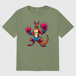 Футболка оверсайз мужская Кенгуру боксер, цвет: авокадо