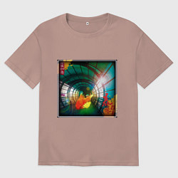 Мужская футболка оверсайз Золотая рыбка в туннеле