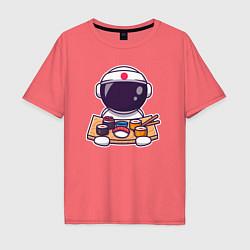 Футболка оверсайз мужская Space sushi, цвет: коралловый